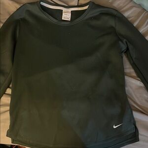 Nike Dark Green Long Sleeve Thermafit Shirt